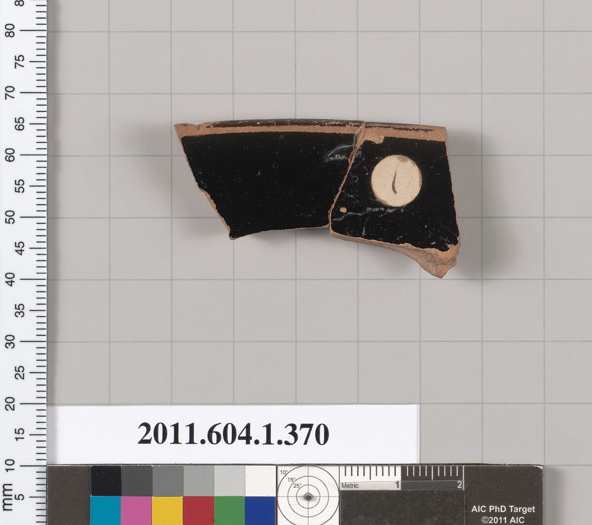 Terracotta rim fragment of a kylix (drinking cup), Terracotta, Greek, Attic