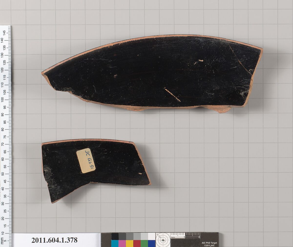 Terracotta fragment of a kylix (drinking cup), Terracotta, Greek, Attic