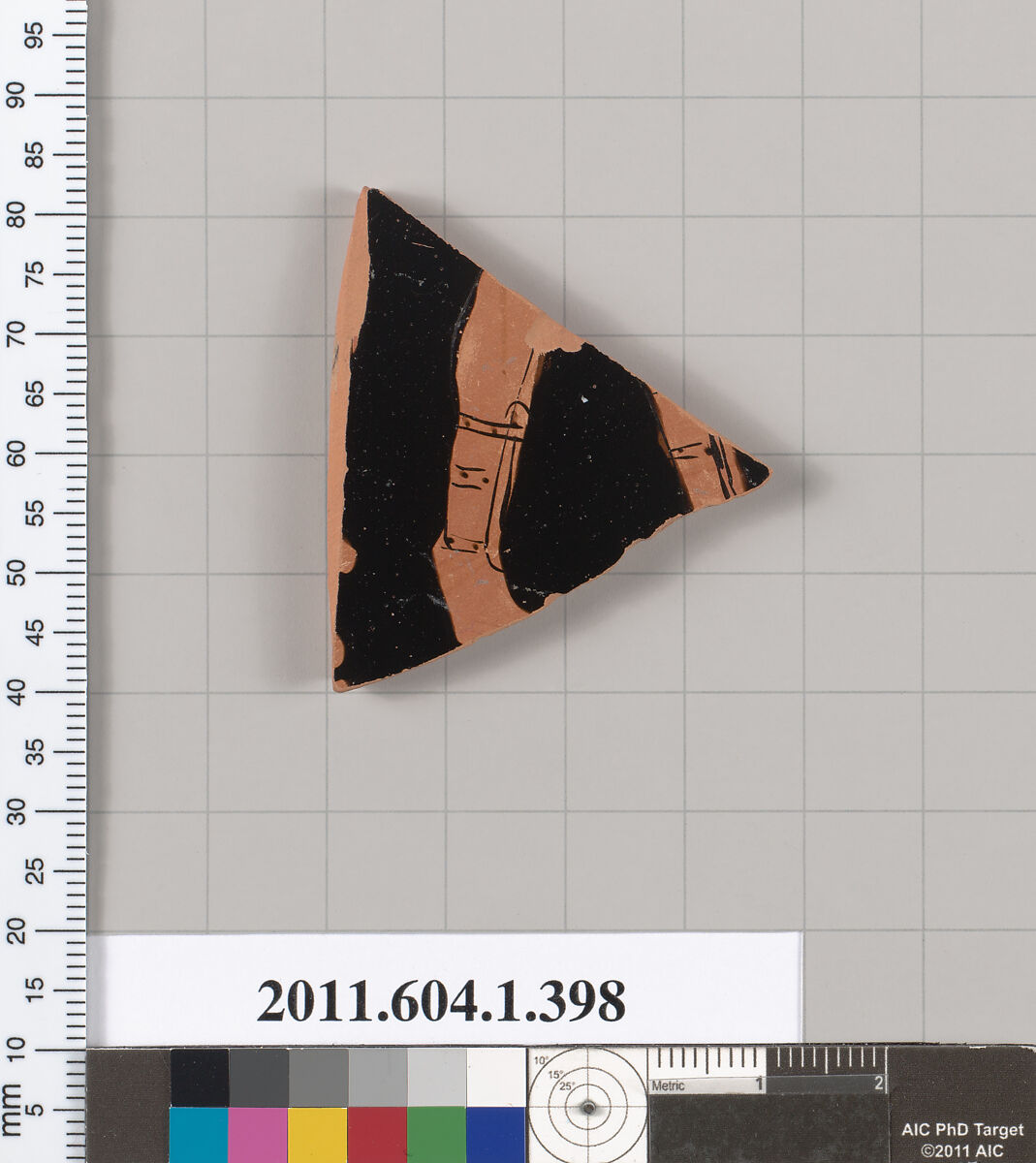 Terracotta fragment of a kylix (drinking cup), Terracotta, Greek, Attic