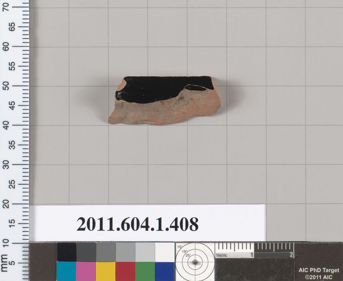 Terracotta fragment of a kylix (drinking cup), Terracotta, Greek, Attic