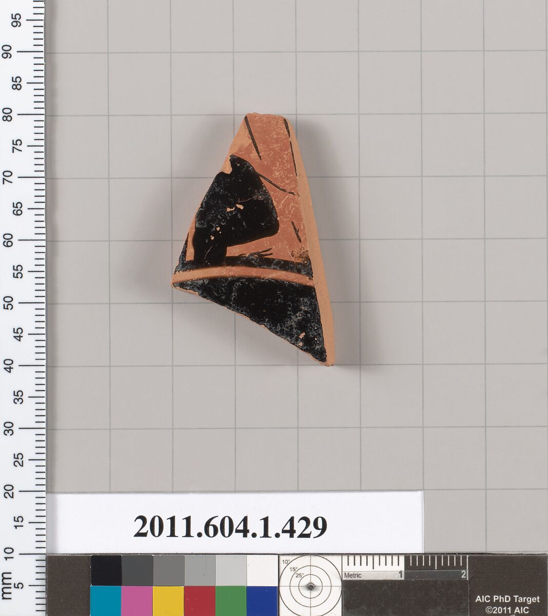 Terracotta fragment of a kylix (drinking cup), Terracotta, Greek, Attic