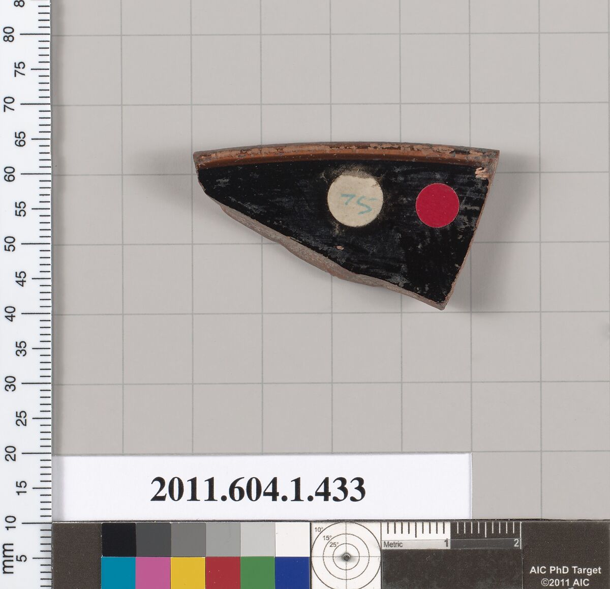 Terracotta rim fragment of a kylix (drinking cup), Terracotta, Greek, Attic