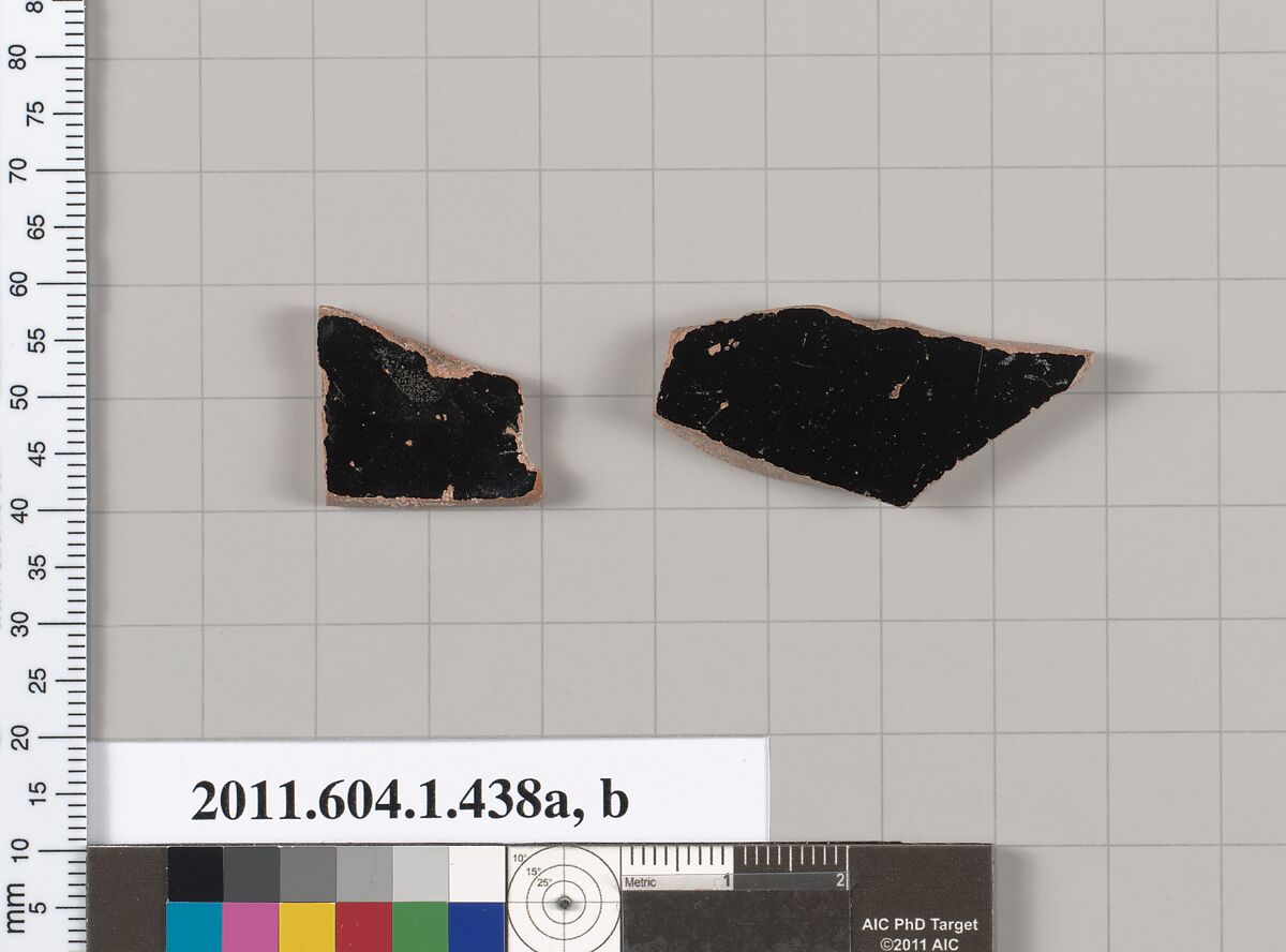 Terracotta fragments of a kylikes (drinking cups), Terracotta, Greek, Attic