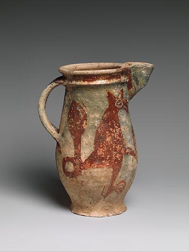 Barrel-Shaped Jug with a Fox and a Rooster