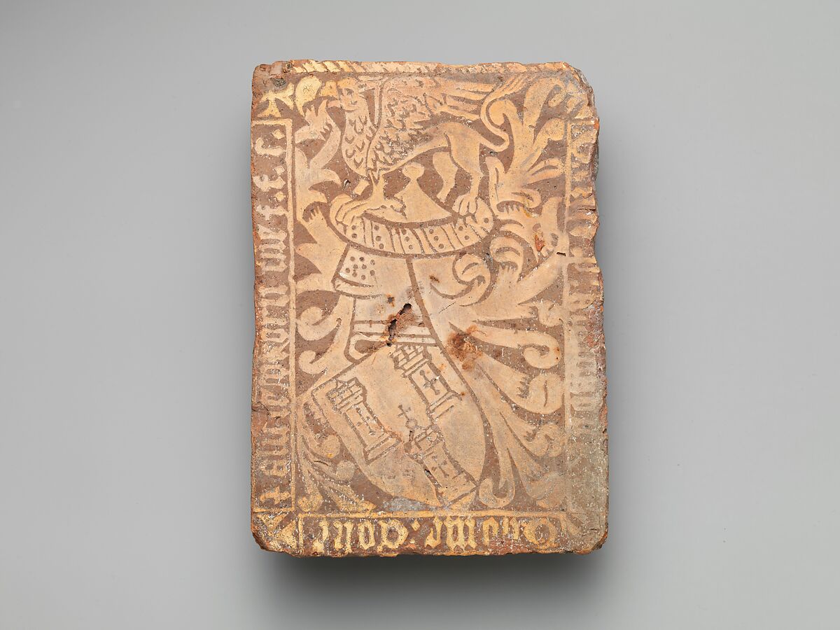 Tile with Arms of Thomas Coke, Glazed earthenware, British 