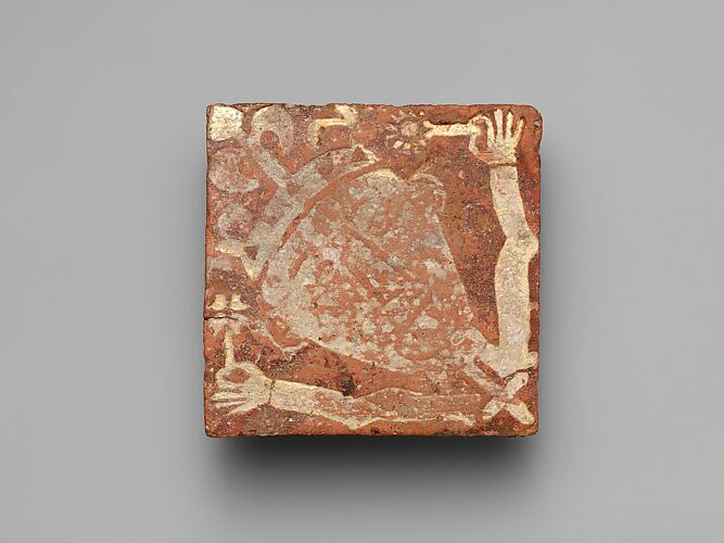 Tile with a King Holding Flowers