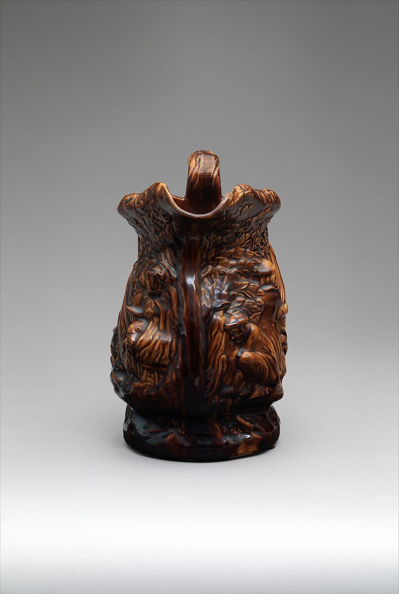 "Gypsy" pitcher, E. &amp; W. Bennett Pottery (American, Baltimore, Maryland 1847–1857), Slip-cast; yellow earthenware, American