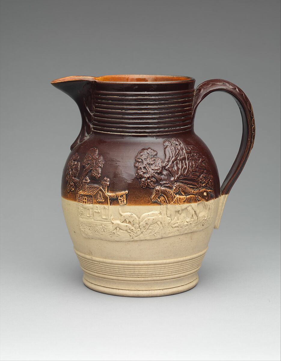 Pitcher, D. &amp;  J. Henderson Flint Stoneware Manufactory (active 1829–33), Stoneware; slip-cast, American 
