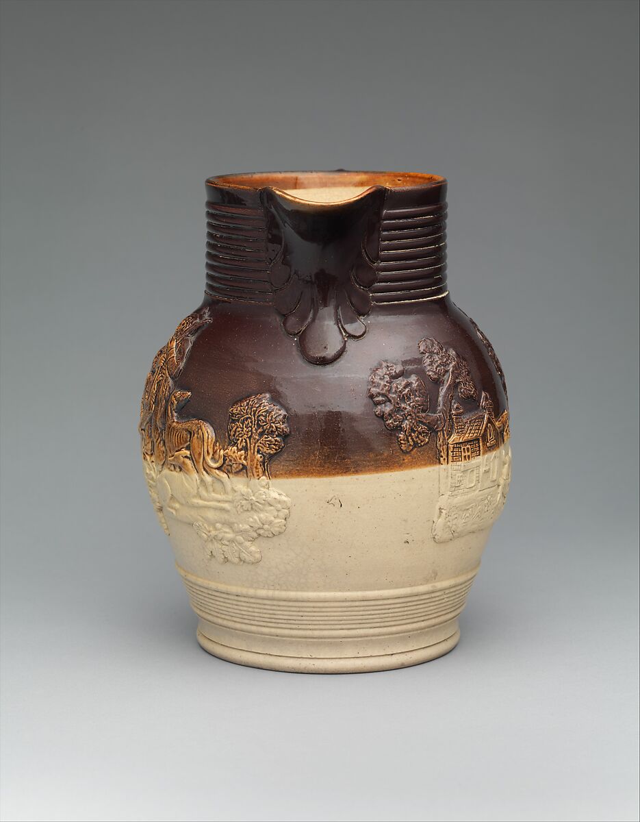 Pitcher, D. &amp;  J. Henderson Flint Stoneware Manufactory (active 1829–33), Stoneware; slip-cast, American