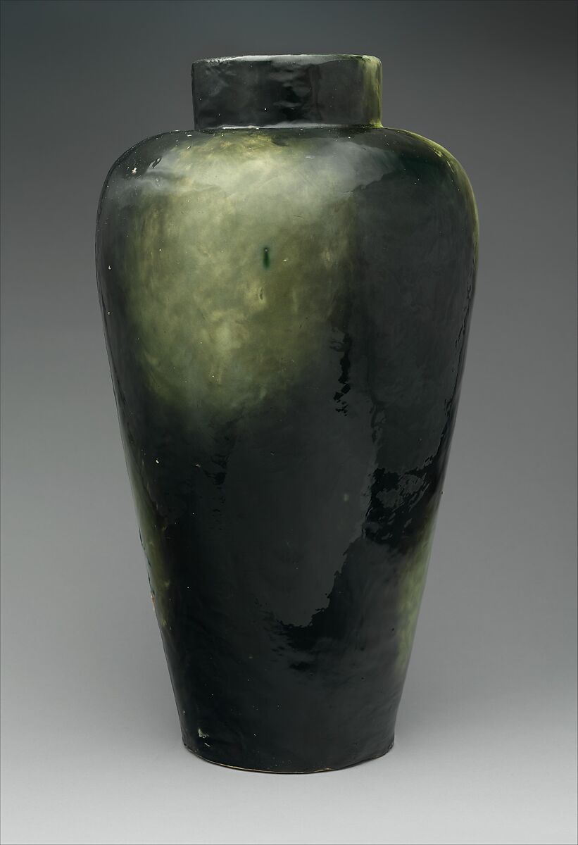 Vase, T.J. Wheatley and Company, Earthenware; barbotine decoration of floral sprays, American