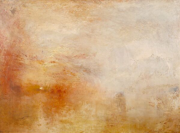 Sun Setting Over a Lake, Joseph Mallord William Turner (British, London 1775–1851 London), Oil on canvas 