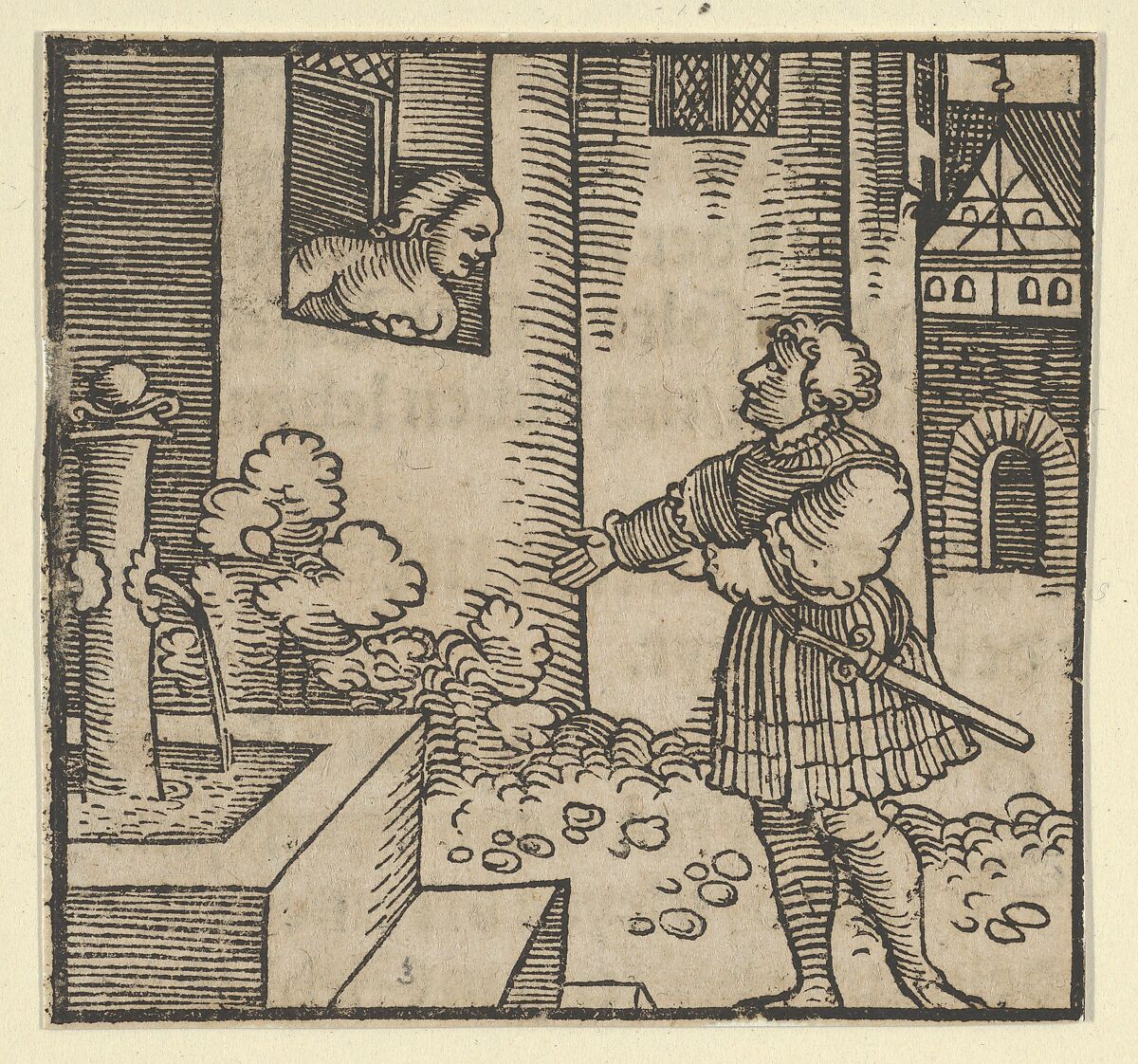 Ghita Locking out her Husband Tofano, from The Decameron, Hans Schäufelein (German, Nuremberg ca. 1480–ca. 1540 Nördlingen), Woodcut 