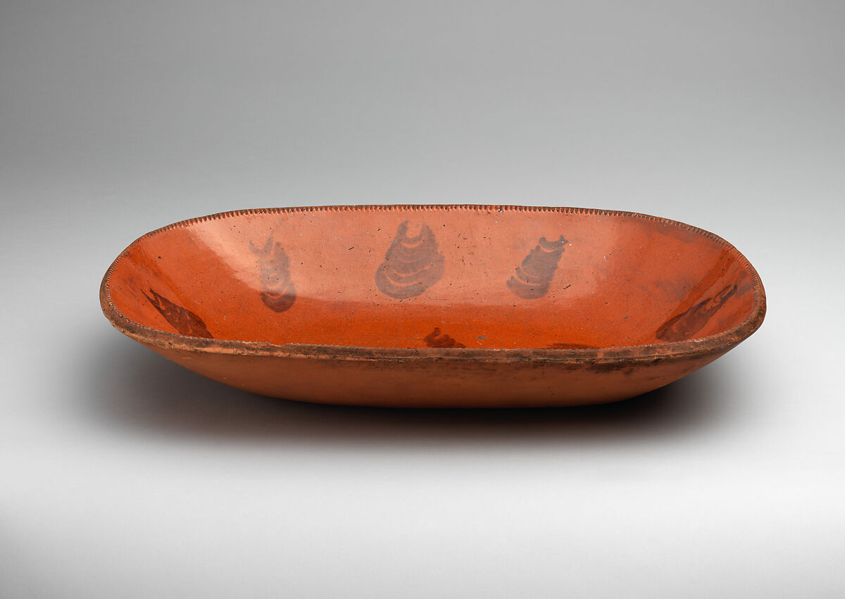 Redware platter, Joseph McCully (American, 1757–1820), Redware, American 