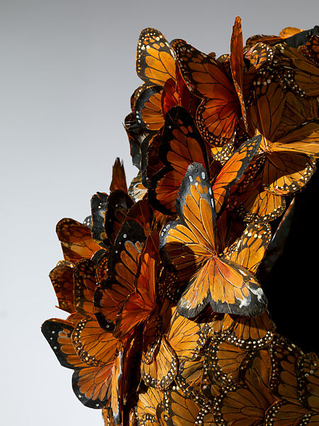 Ensemble, Alexander McQueen (British, founded 1992), silk, feathers, leather, metal, rubber, British