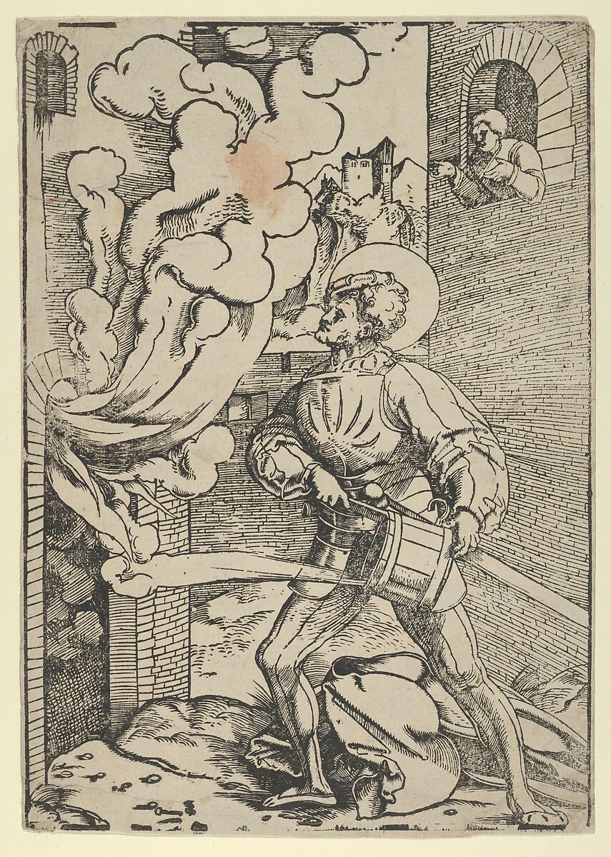 Saint Florian (restrike), Hans Schäufelein (German, Nuremberg ca. 1480–ca. 1540 Nördlingen), Woodcut (restrike) 