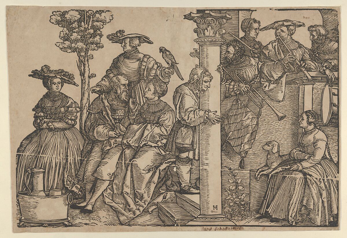 Musicians and Onlookers, Hans Schäufelein  German, Woodcut