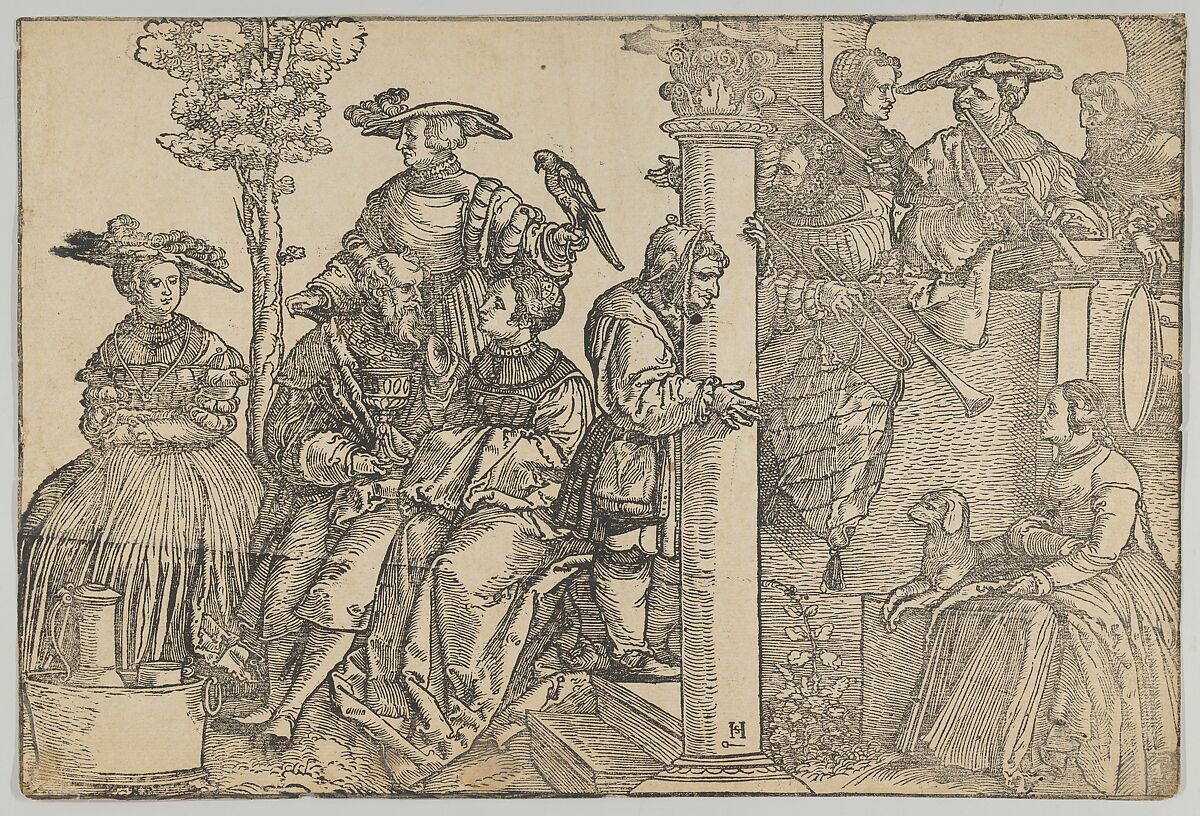 Musicians and Onlookers, Hans Schäufelein (German, Nuremberg ca. 1480–ca. 1540 Nördlingen), Woodcut 