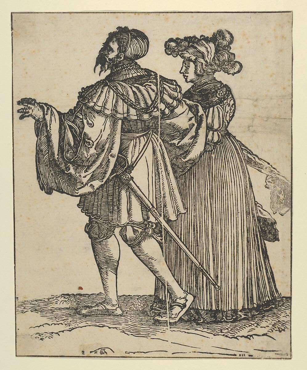 Couple Walking to the Left (VI), from The Wedding Dancers (restrike), Hans Schäufelein (German, Nuremberg ca. 1480–ca. 1540 Nördlingen), Woodcut (restrike) 