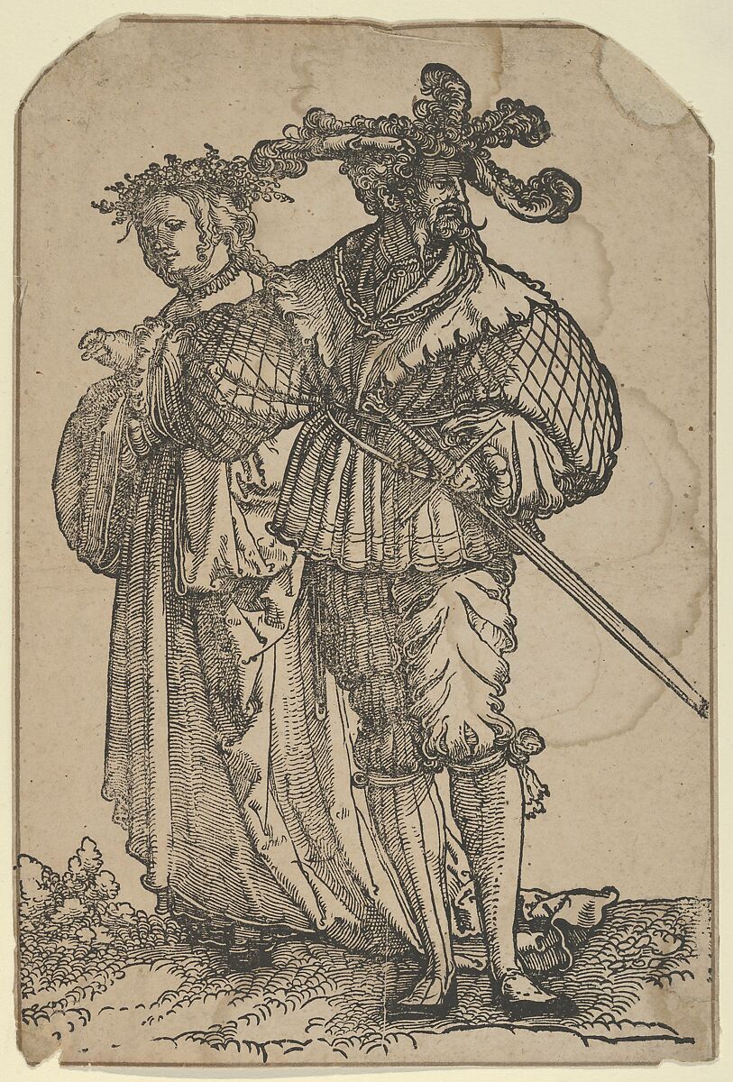 Dancing Couple (I), from The Wedding Dancers (restrike), Hans Schäufelein (German, Nuremberg ca. 1480–ca. 1540 Nördlingen), Woodcut (restrike) 