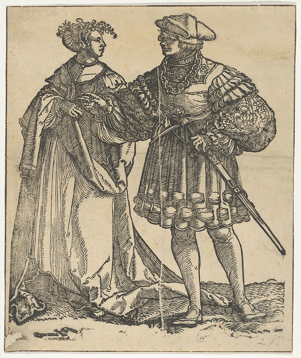Couple Walking to the Left (III), from The Wedding Dancers (restrike), Hans Schäufelein (German, Nuremberg ca. 1480–ca. 1540 Nördlingen), Woodcut (restrike) 
