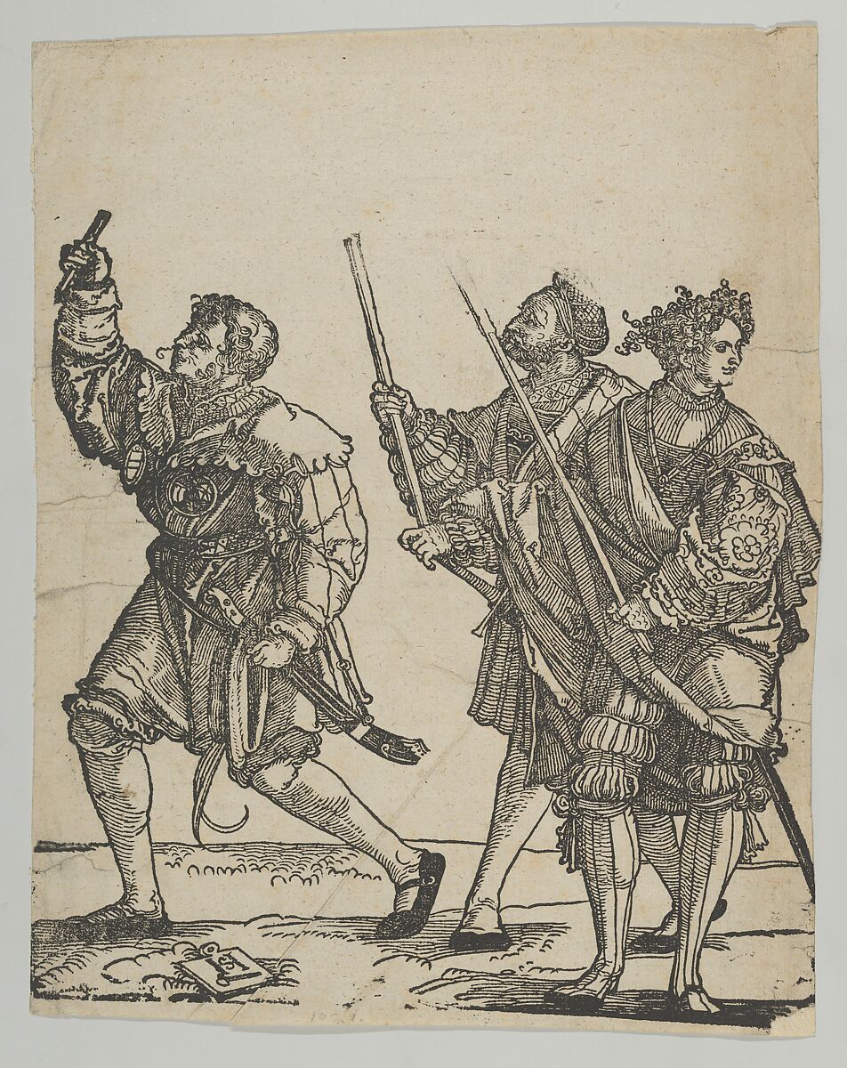 Master of Ceremonies and Torchbearer, from The Wedding Dancers, Hans Schäufelein (German, Nuremberg ca. 1480–ca. 1540 Nördlingen), Woodcut 