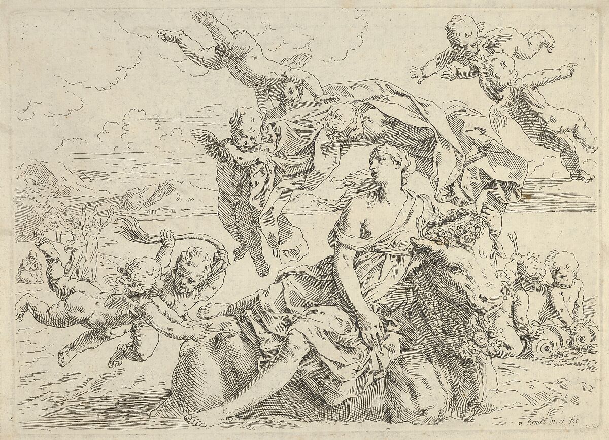 The Rape of Europa, Simone Cantarini (Italian, Pesaro 1612–1648 Verona), Etching 