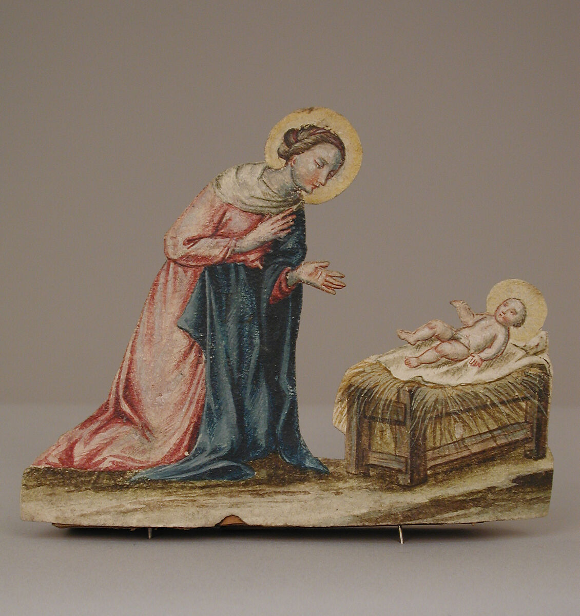 Virgin Mary with Christ in a Manger, Gouache on paper, Southern German 