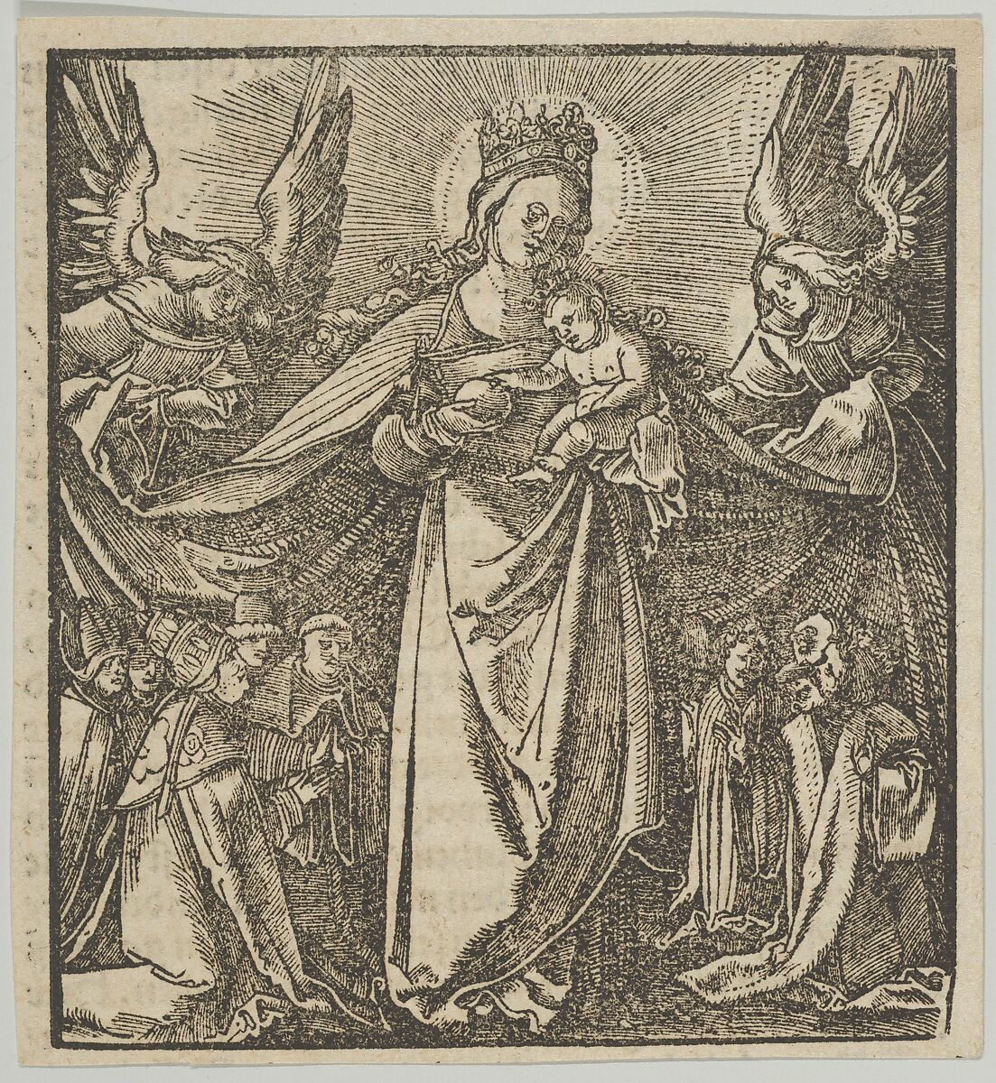 The Madonna of Mercy, from Hymmelwagen auff dem, wer wol lebt..., Hans Schäufelein (German, Nuremberg ca. 1480–ca. 1540 Nördlingen), Woodcut 