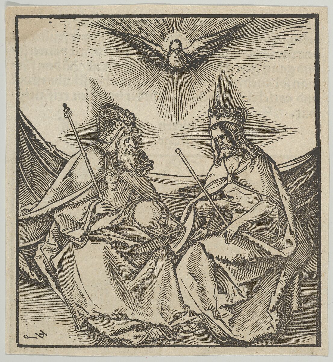 The Holy Trinity, from Hymmelwagen auff dem, wer wol lebt..., Hans Schäufelein (German, Nuremberg ca. 1480–ca. 1540 Nördlingen), Woodcut 