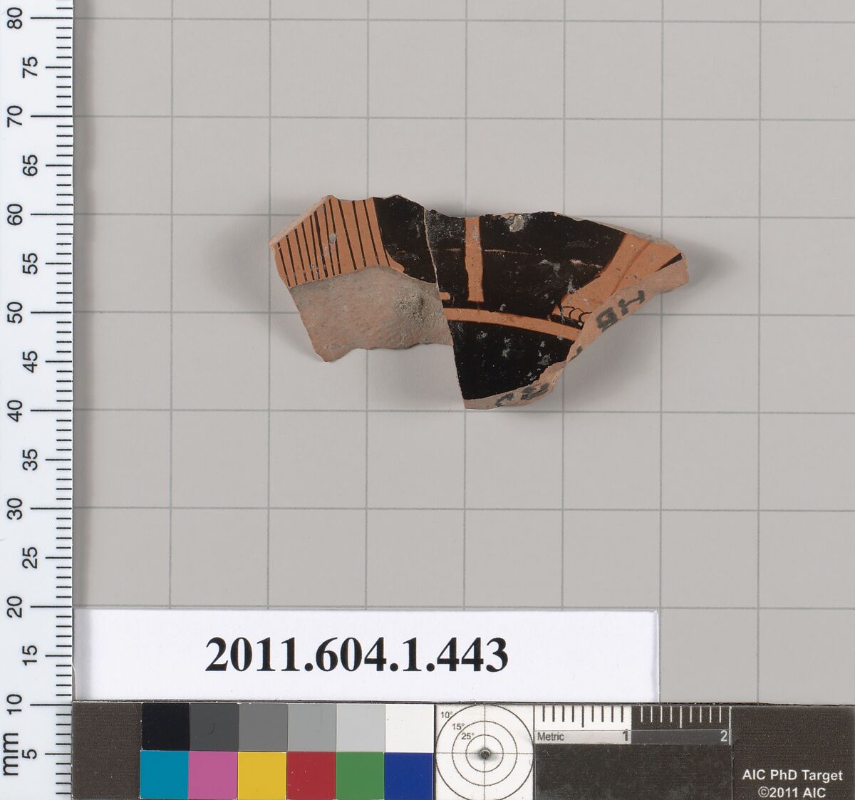 Terracotta fragment of a kylix (drinking cup), Terracotta, Greek, Attic