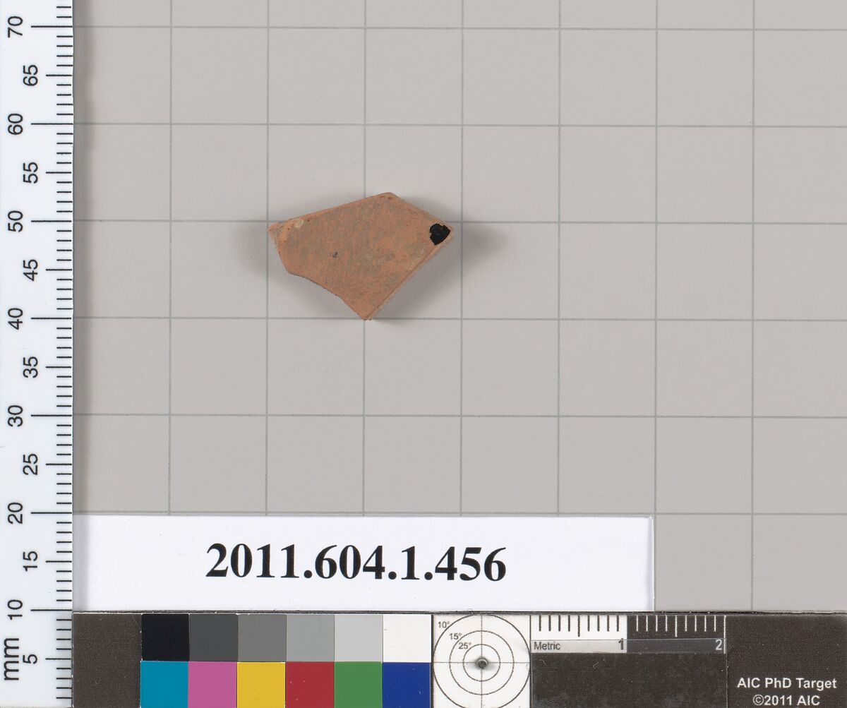 Terracotta fragment of a kylix (drinking cup), Terracotta, Greek, Attic