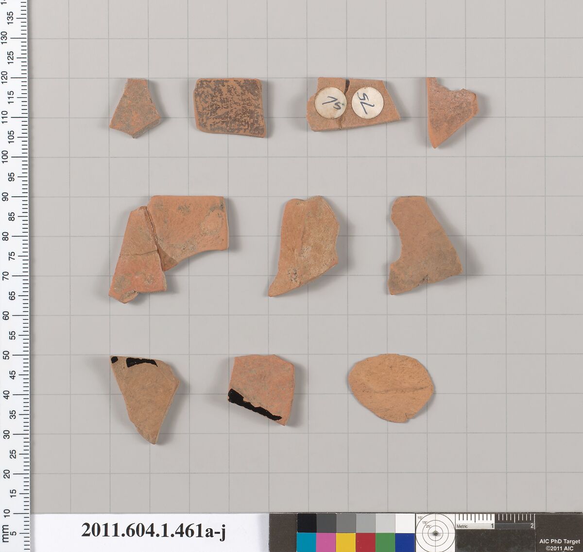 Terracotta fragments of kylikes (drinking cups), Terracotta, Greek, Attic