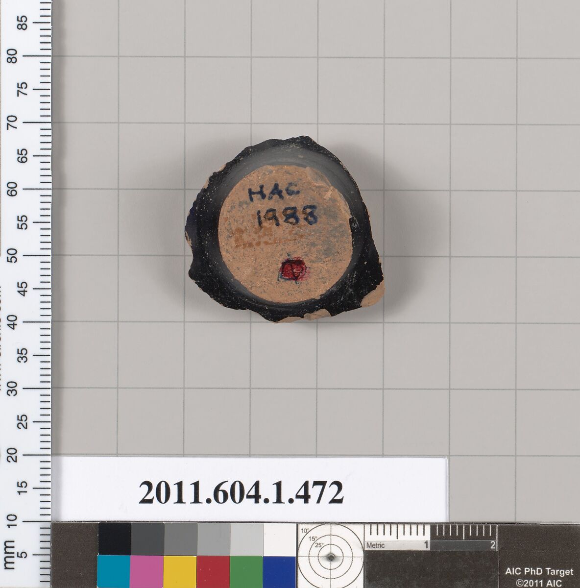 Terracotta fragment of a kylix (drinking cup), Terracotta, Greek, Attic