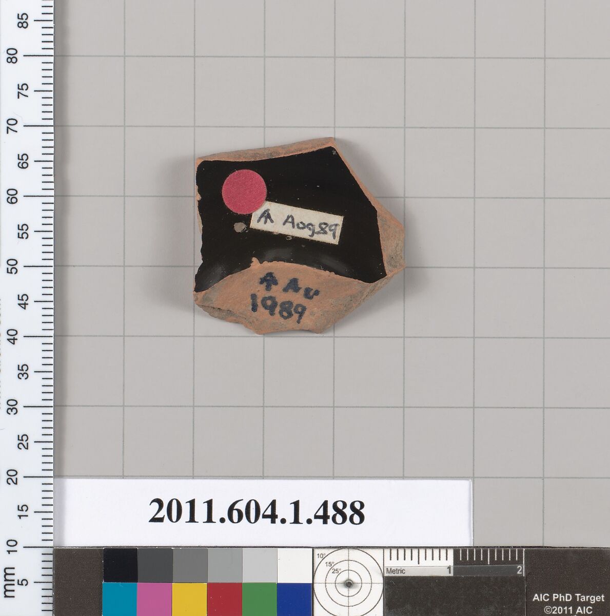 Terracotta fragment of a kylix (drinking cup), Terracotta, Greek, Attic