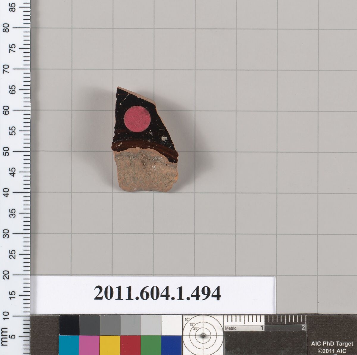 Terracotta fragment of a kylix (drinking cup), Terracotta, Greek, Attic