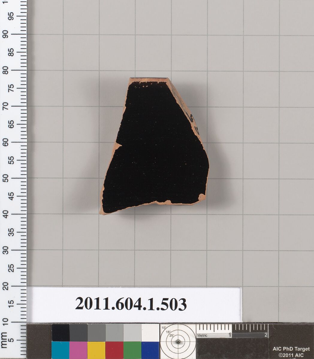 Terracotta rim fragment of a kylix (drinking cup), Terracotta, Greek, Attic