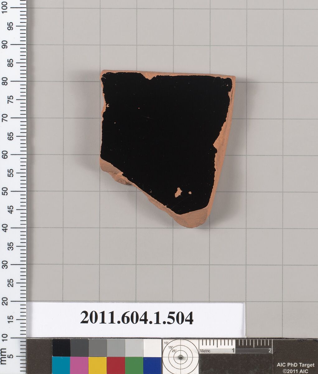 Terracotta fragment of a kylix (drinking cup), Terracotta, Greek, Attic