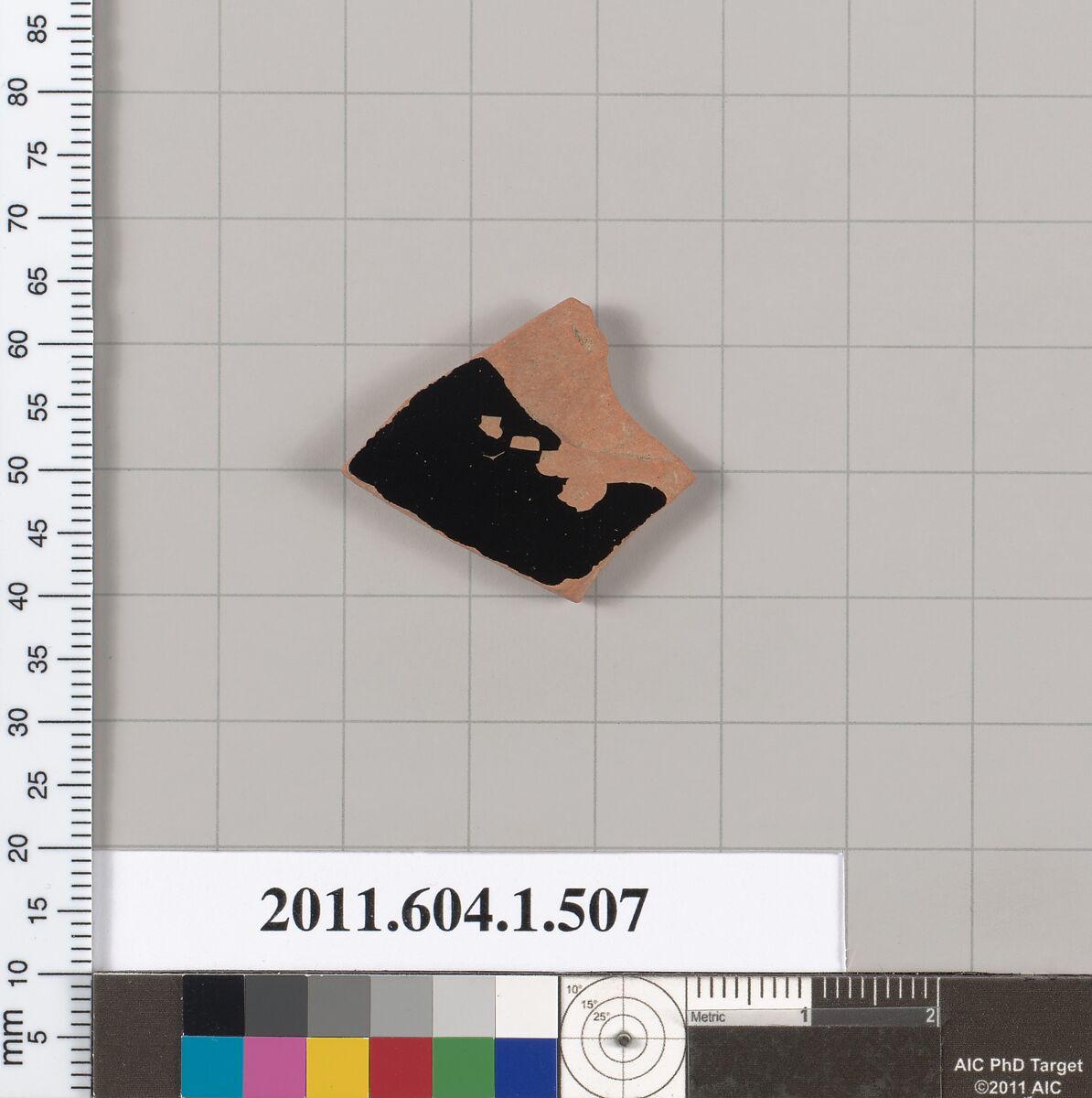 Terracotta fragment of a kylix (drinking cup), Terracotta, Greek, Attic