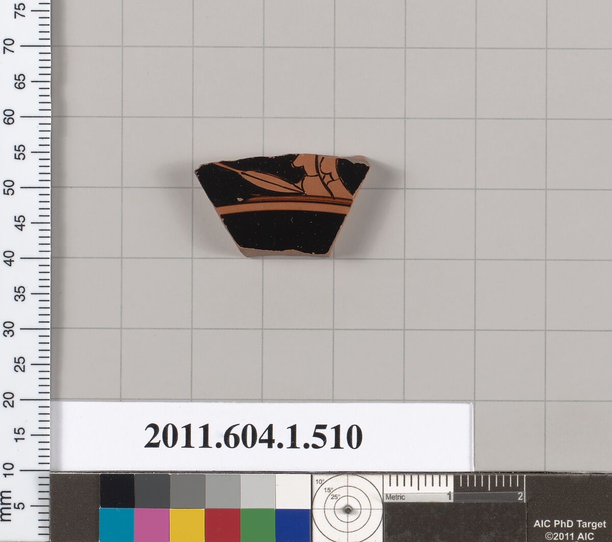 Terracotta fragment of a kylix (drinking cup), Terracotta, Greek, Attic