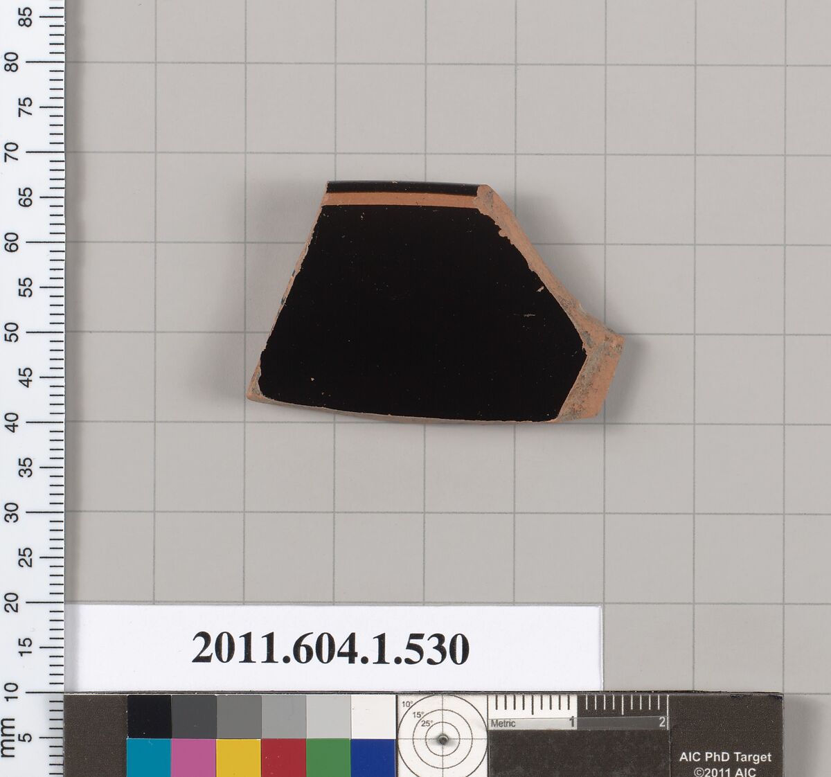 Terracotta rim fragment of a kylix (drinking cup), Terracotta, Greek, Attic