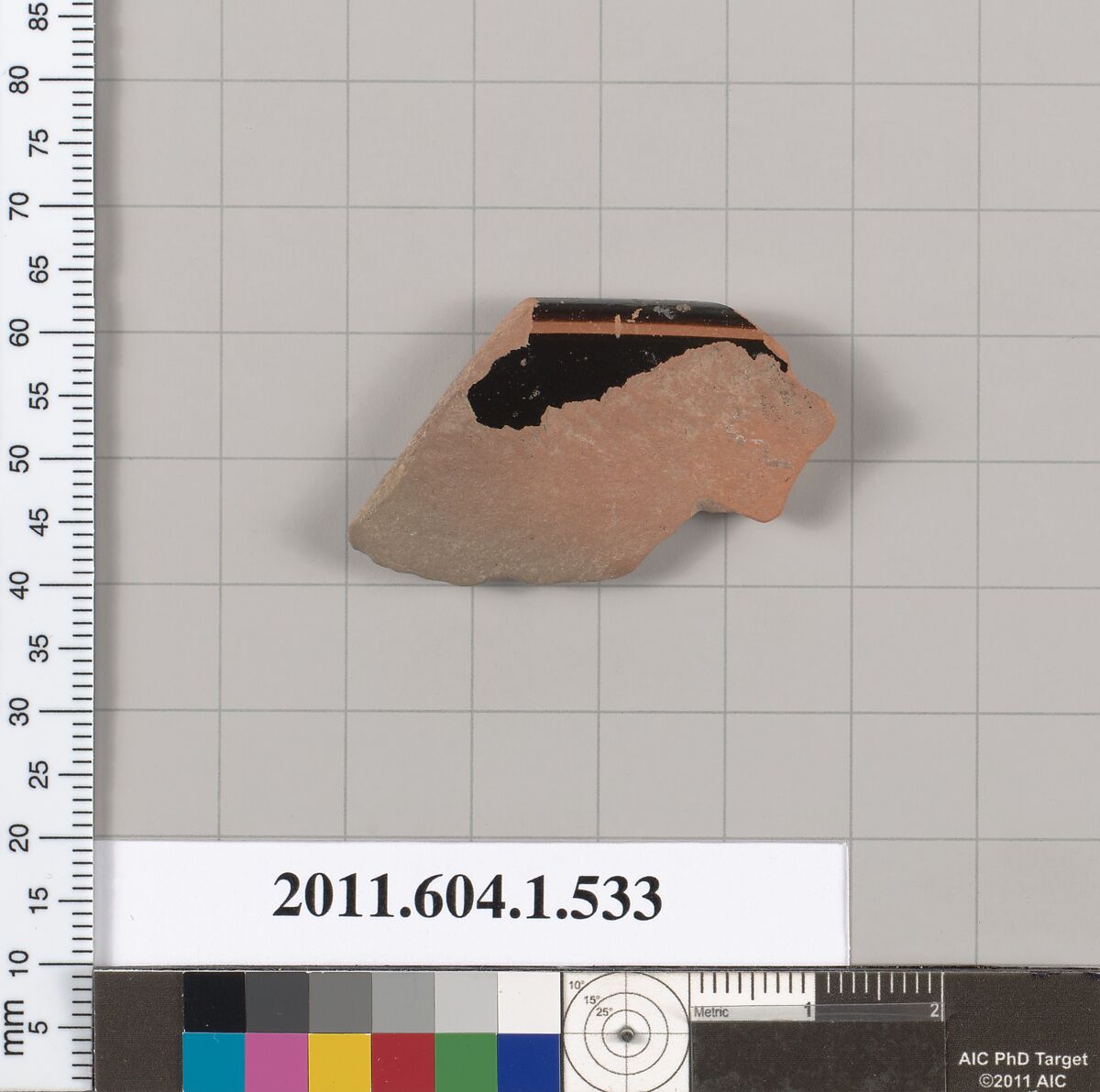 Terracotta rim fragment of a kylix (drinking cup), Terracotta, Greek, Attic