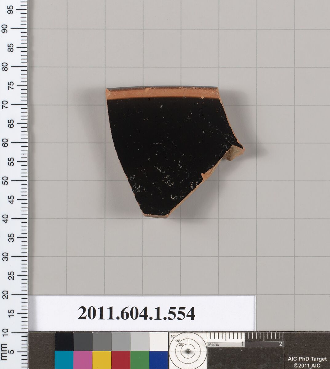 Terracotta rim fragment of a kylix (drinking cup), Terracotta, Greek, Attic