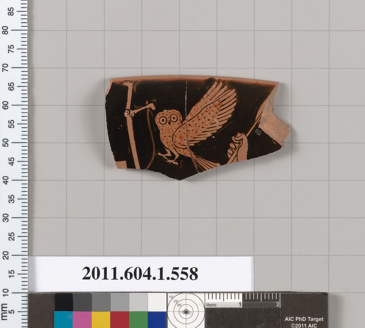 Terracotta rim fragment of a kylix (drinking cup), Terracotta, Greek, Attic 