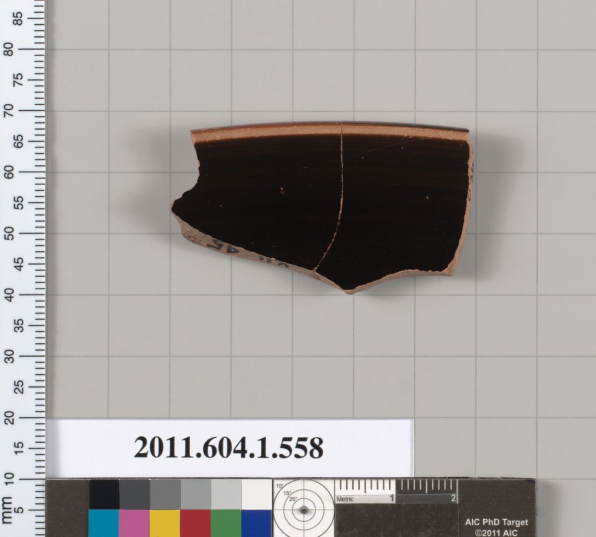 Terracotta rim fragment of a kylix (drinking cup), Terracotta, Greek, Attic