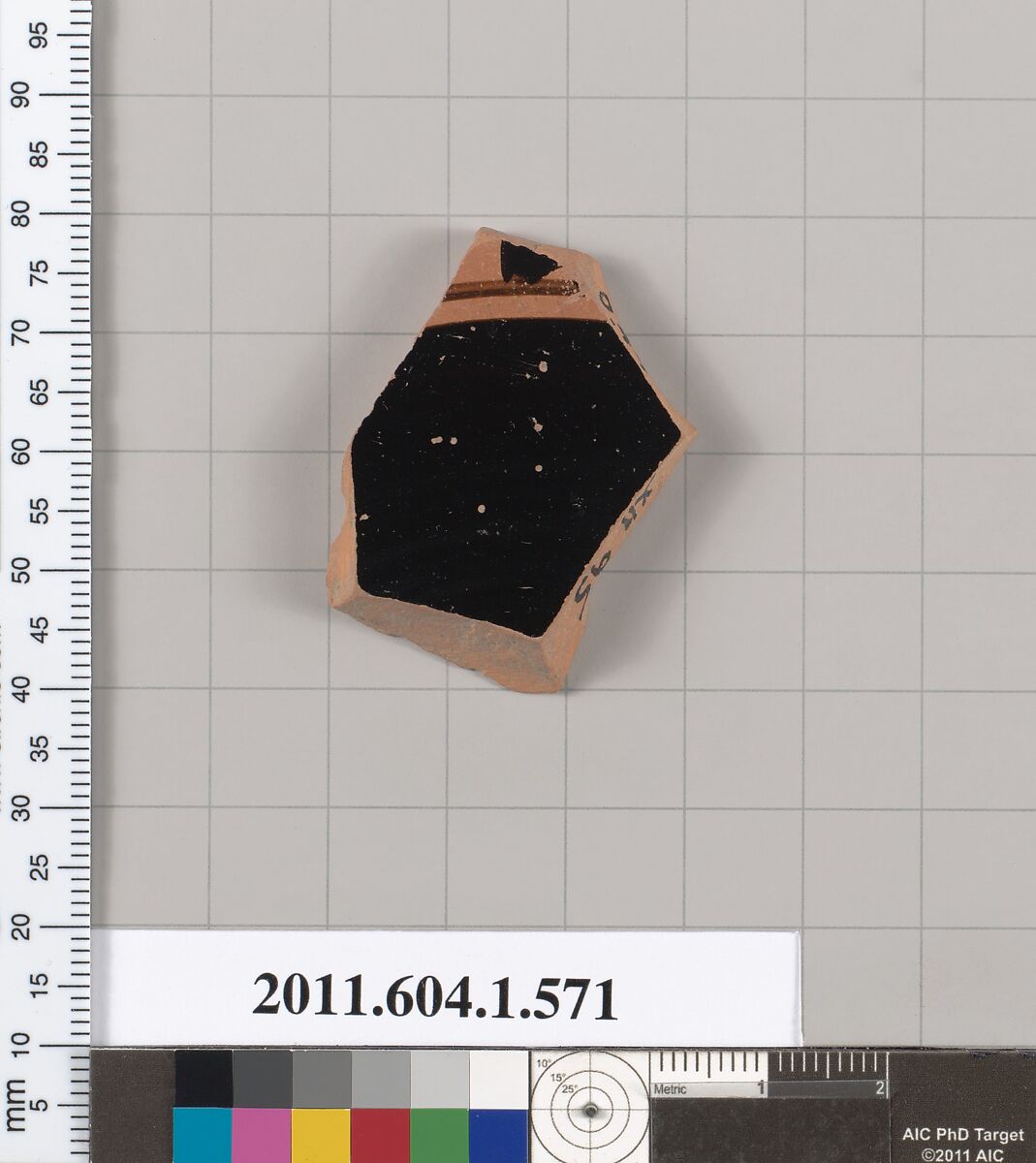 Terracotta fragment of a kylix (drinking cup), Terracotta, Greek, Attic