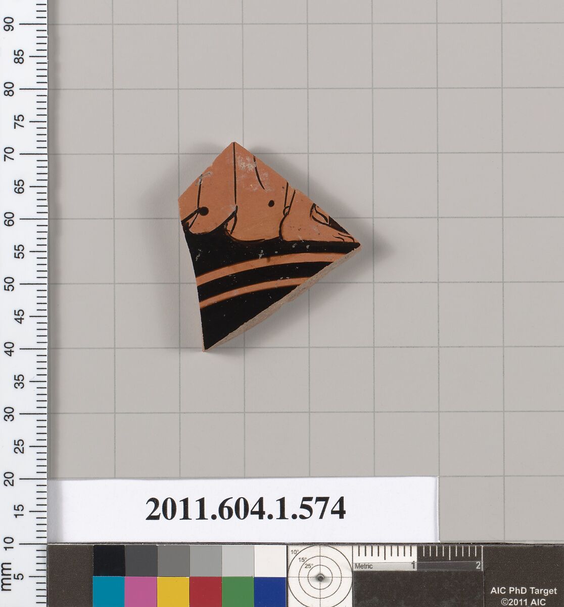 Terracotta fragment of a kylix (drinking cup), Terracotta, Greek, Attic
