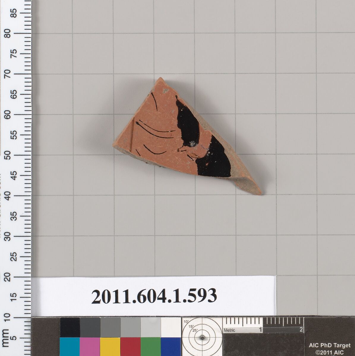 Terracotta fragment of a kylix (drinking cup), Terracotta, Greek, Attic