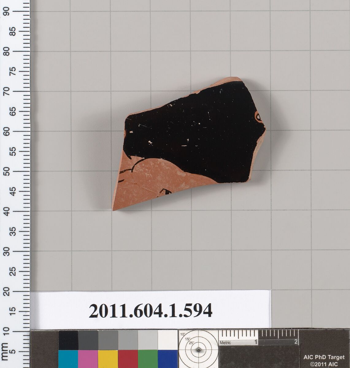 Terracotta fragment of a kylix (drinking cup), Terracotta, Greek, Attic