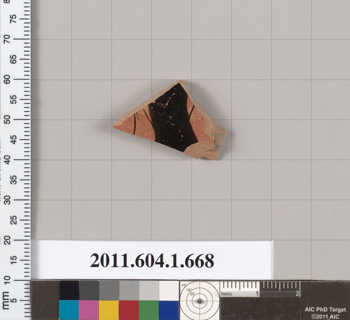 Terracotta fragment of a kylix (drinking cup), Terracotta, Greek, Attic 