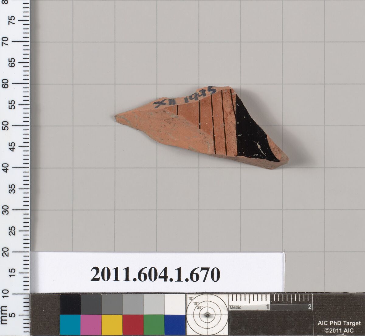 Terracotta fragment of a kylix (drinking cup), Terracotta, Greek, Attic